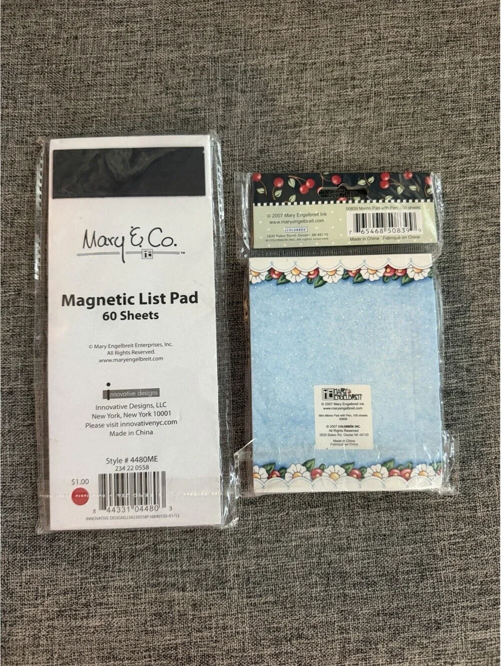 Mary Engelbreit Tea Time Stationery Lot Magnetic List Pad + Memo Pad NEW Sealed
